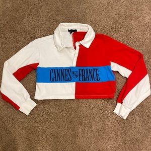 Cannes France Cropped Collared Sweater